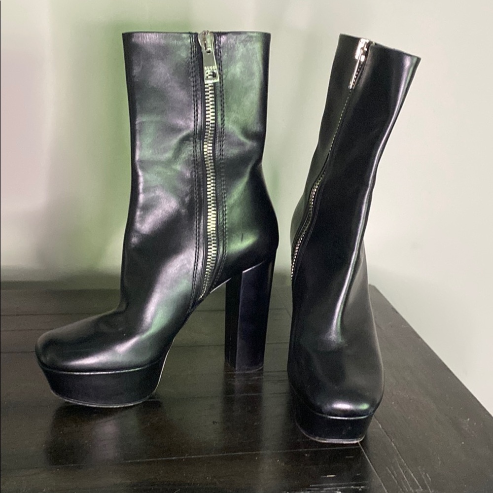 Gucci Black Leather Platform Boots